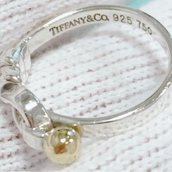 Tiffany & Co. Jewelry - Tiffany & Co. Sterling Silver 925 and 18K Yellow Gold 750 Hook & Eye Ring